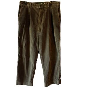 Vintage Hunt Club Mens Corduroy Pants Khaki Pleated Straight Fit 36x30 Casual